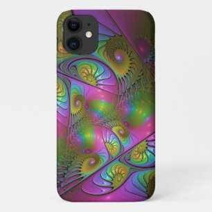 Capa Para iPhone 11 A Abstrato de Arte Fractal Colorida Luminosa