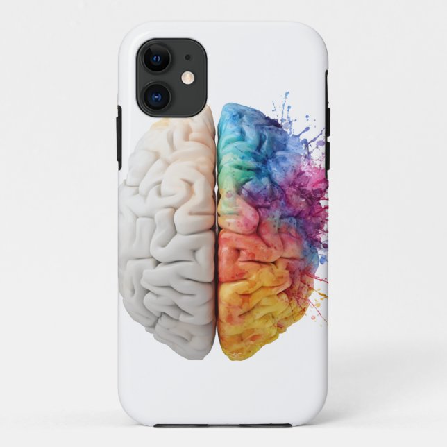 Capa Para iPhone 11 A brain divided between logical and creative sides (Verso)