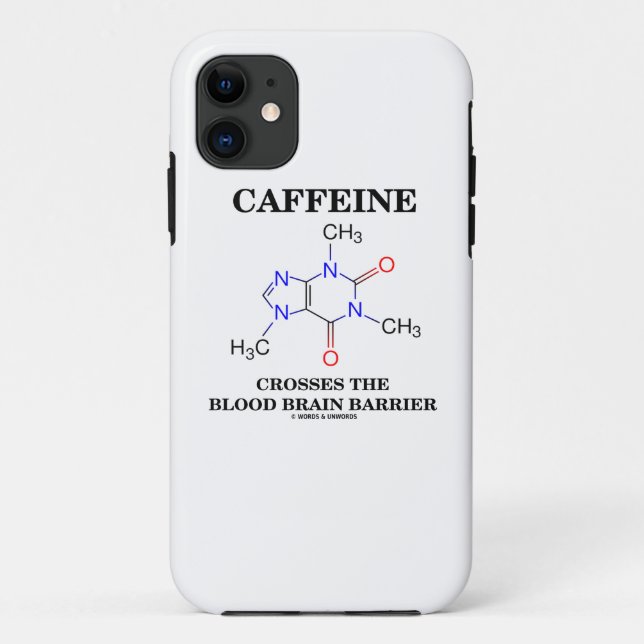 Capa Para iPhone 11 A cafeína cruza a barreira do cérebro do sangue (Verso)