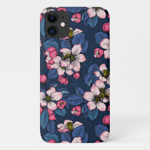 Capa Para iPhone 11 A maçã floresce em azul escuro