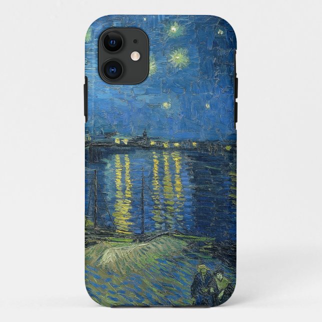 Capa Para iPhone 11 A noite estrelada de Van Gogh sobre o Ródano (Verso)