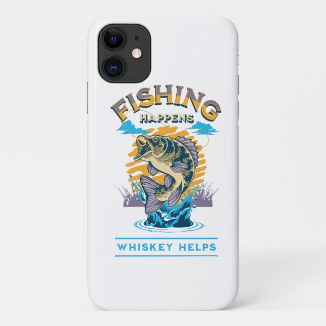 Capa Para iPhone 11 A Pesca Acontece. Whiskey ajuda! (Verso)