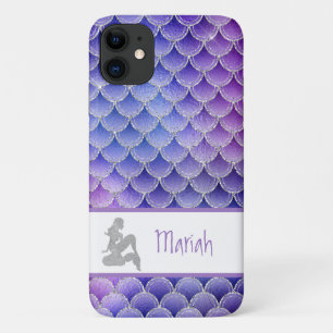 Capa Para iPhone 11 *~* A Sereia Escala O Azul Roxo De Prata