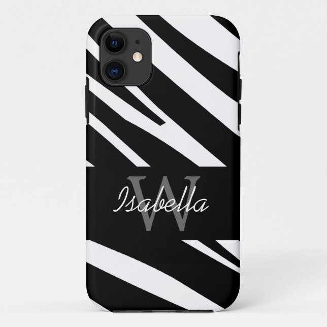 CAPA PARA iPhone 11 A ZEBRA PRETA LISTRA O NOME INICIAL (Verso)
