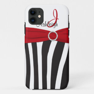 Capa Para iPhone 11 A zebra vermelha, preta, branca listrou a caixa do