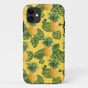 Capa Para iPhone 11 Abacaxis & folhas tropicais no ouro