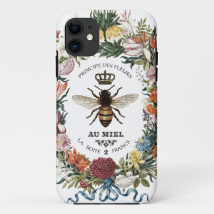 CAPA PARA iPhone 11 ABELHA DE RAINHA BOTÂNICA MODERNA VINTAGE