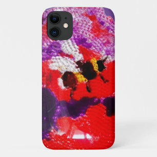 Capa Para iPhone 11 Abelha Vermelha Roxo Colorida