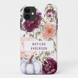 Capa Para iPhone 11 abóbora queda aquarela cor púrpura floral