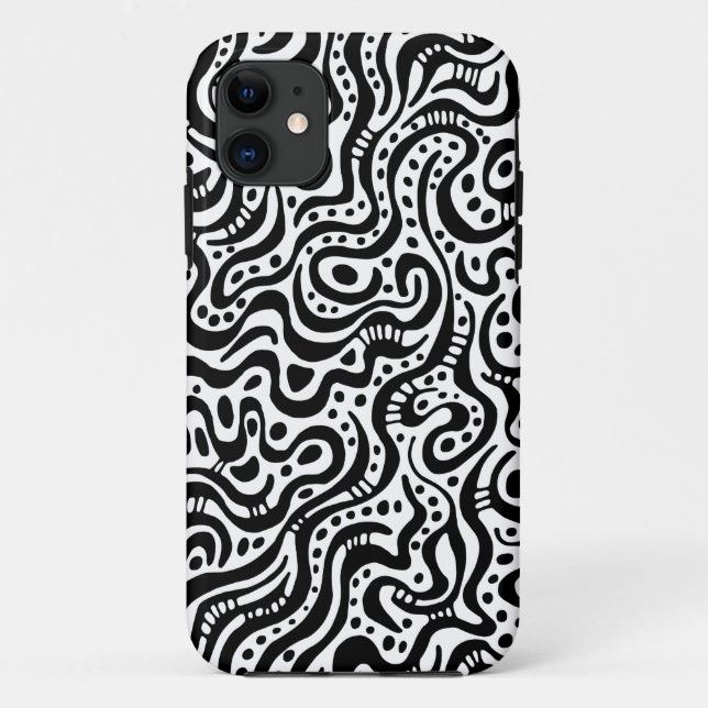 Capa Para iPhone 11 Abstrato 041211 - Preto e branco (Verso)