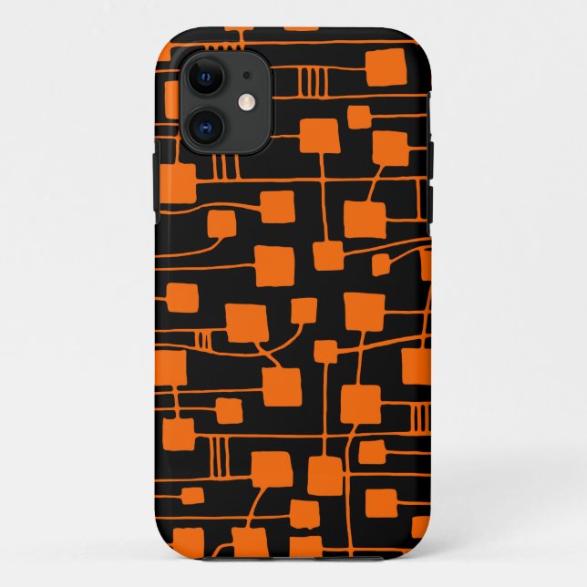 Capa Para iPhone 11 Abstrato 111211 - Laranja a preto (Verso)