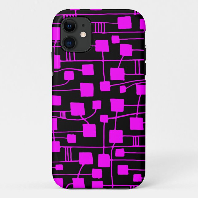 Capa Para iPhone 11 Abstrato 111211 - Magenta em preto (Verso)