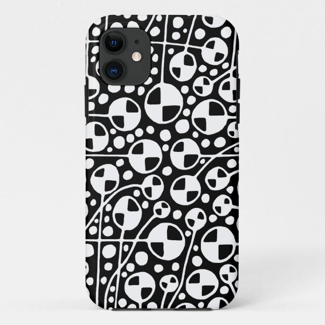 Capa Para iPhone 11 Abstrato 130112 v5 Branco em Preto (Verso)
