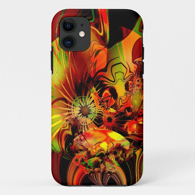 Capa Para iPhone 11 abstrato amarelo verde iPhone 5 Dourado (Verso)