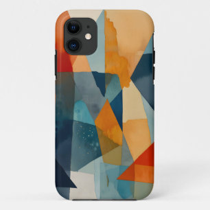Capa Para iPhone 11 Abstrato Ângulos de Azul e Laranja