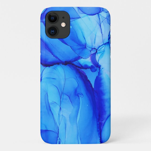 Capa Para iPhone 11 Abstrato Azul Indigo Sujidade de Arte (Verso)