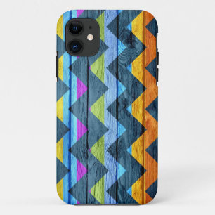 Capa Para iPhone 11 Abstrato colorido #2 da madeira de Chevron