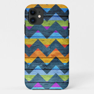 Capa Para iPhone 11 Abstrato colorido da madeira de Chevron