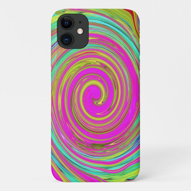 Capa Para iPhone 11 Abstrato cor-de-rosa e turquesa (Verso)