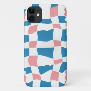 Capa Para iPhone 11 Abstrato da placa de verificação azul-rosa do moni