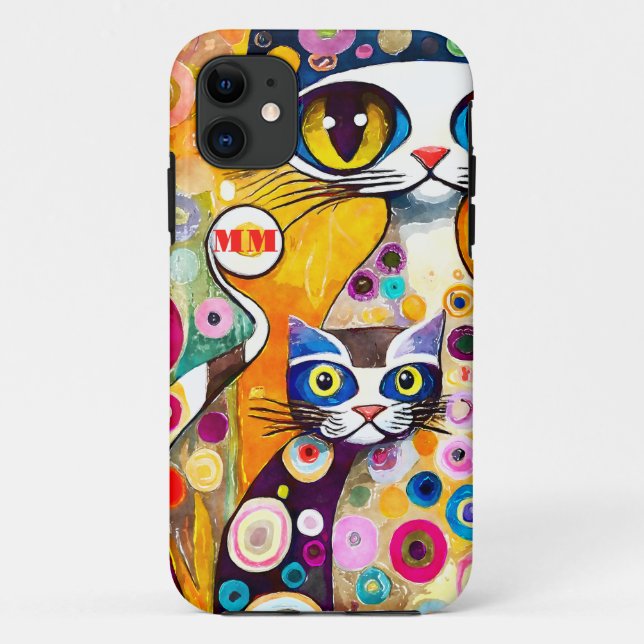 Capa Para iPhone 11 Abstrato de Gatos legal (Verso)