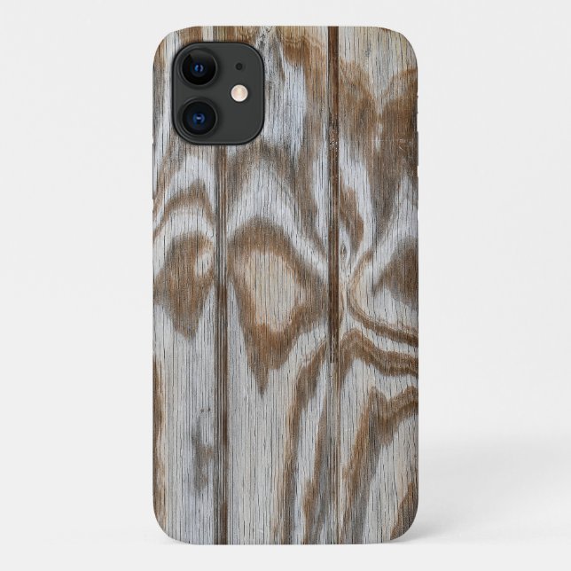 Capa Para iPhone 11 abstrato de madeira rusticada (Verso)