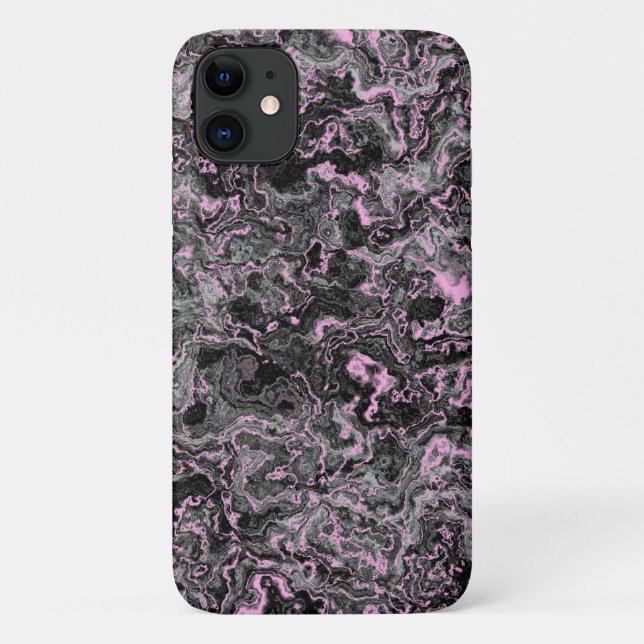 Capa Para iPhone 11 Abstrato de mármore rosa e cinza (Verso)
