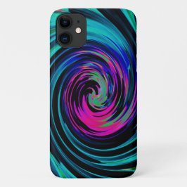 Capa Para iPhone 11 Abstrato de preto e turquesa Dramático