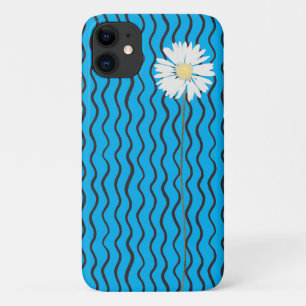 Capa Para iPhone 11 abstrato e margarida preta