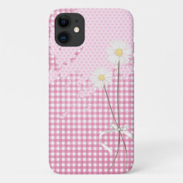 Capa Para iPhone 11 abstrato e margaridas cor-de-rosa