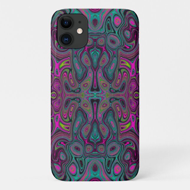 Capa Para iPhone 11 Abstrato Magenta e azul-lacrimogênio (Verso)