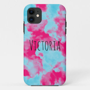 Capa Para iPhone 11 Abstrato personalizado moderno, cor-de-rosa e azul