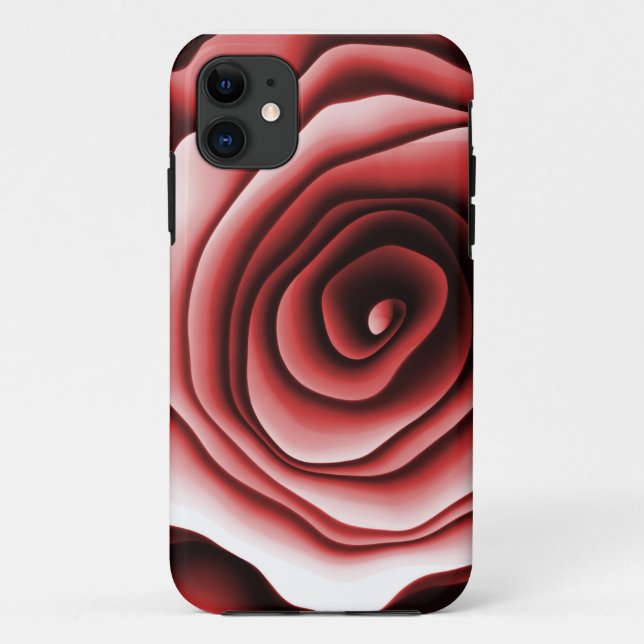 Capa Para iPhone 11 Abstrato Red Floral Elegante Moderno (Verso)