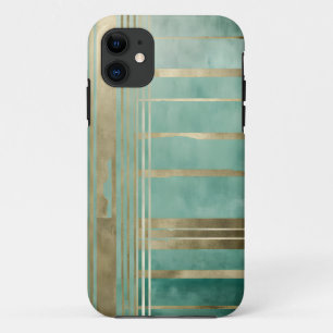 Capa Para iPhone 11 Abstrato verde e Dourado nº 3