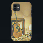 Capa Para iPhone 11 Acoustic guitar player gift<br><div class="desc">This vintage guitar artwork is suitable for guitar players who love playing guitar. it can be given as a gift for a boyfriend,  girlfriend,  or dad on a birthday,  father's day,  or valentine's day. The retro design features cool vintage Acoustic guitar player gift</div>