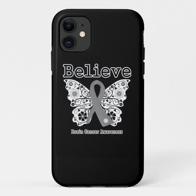 Capa Para iPhone 11 Acredite - Borboleta do Câncer Cerebral (Verso)