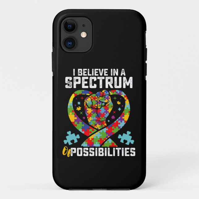 Capa Para iPhone 11 Acredito Num Espectro De Possibilidades Autismo (Verso)