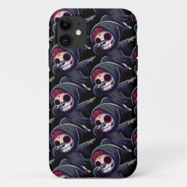 Capa Para iPhone 11 Açúcar - Arte Crânio - Chibi Reaper Dabbing