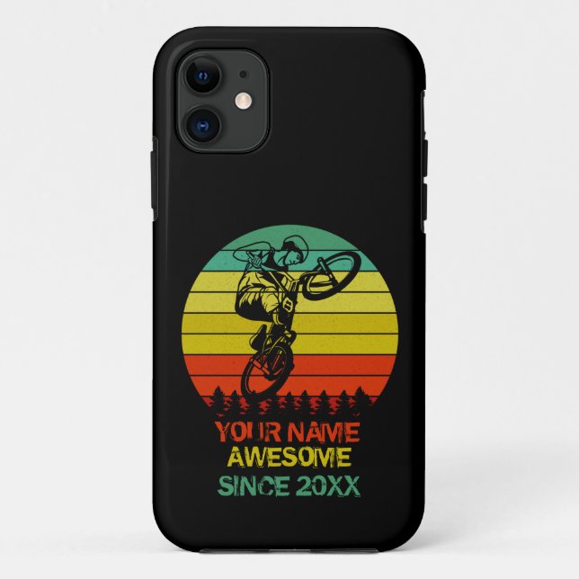 Capa Para iPhone 11 Adicionar Nome Ano BMX Bike Rider Incrível Desde (Verso)
