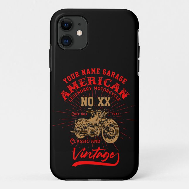 Capa Para iPhone 11 Adicionar Nome Número Legendário Motociclo America (Verso)