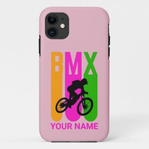 Capa Para iPhone 11 Adicionar Nome ou Texto BMX Bike Rider Laranja Ros