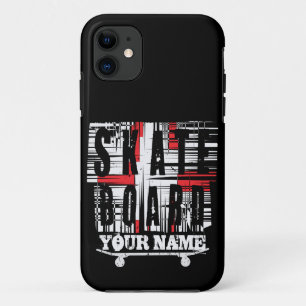 Capa Para iPhone 11 Adicionar nome Skateboard Distinta Branca a Preto