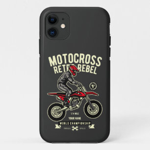 Capa Para iPhone 11 Adicione seu nome Motocross Retron Rebel