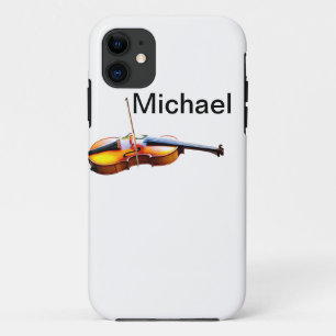 Capa Para iPhone 11 Adicione seu nome texto violino marrom amante da m
