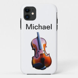 Capa Para iPhone 11 Adicione seu nome texto violino marrom música aman
