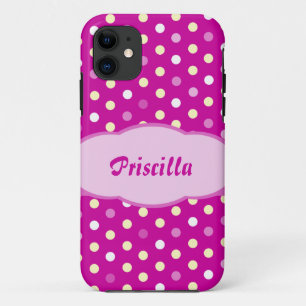 Capa Para iPhone 11 Adicione sua caixa iphone5 roxa das bolinhas