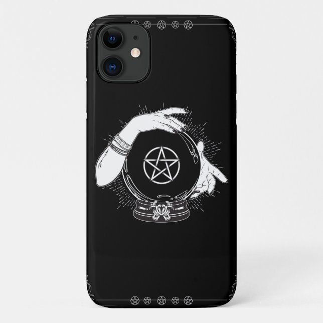 Capa Para iPhone 11 Adivinho Místico Negro Bola de Cristal Mística (Verso)