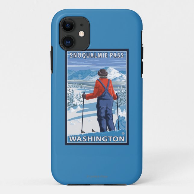 Capa Para iPhone 11 Admiração do esquiador - passagem de Snoqualmie, (Verso)