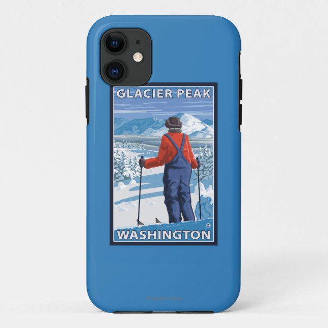Capa Para iPhone 11 Admiração do esquiador - pico da geleira, (Verso)
