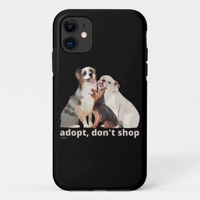 Capa Para iPhone 11 ADOPT, NÃO COMPRE salvar o resgate de cães (Verso)